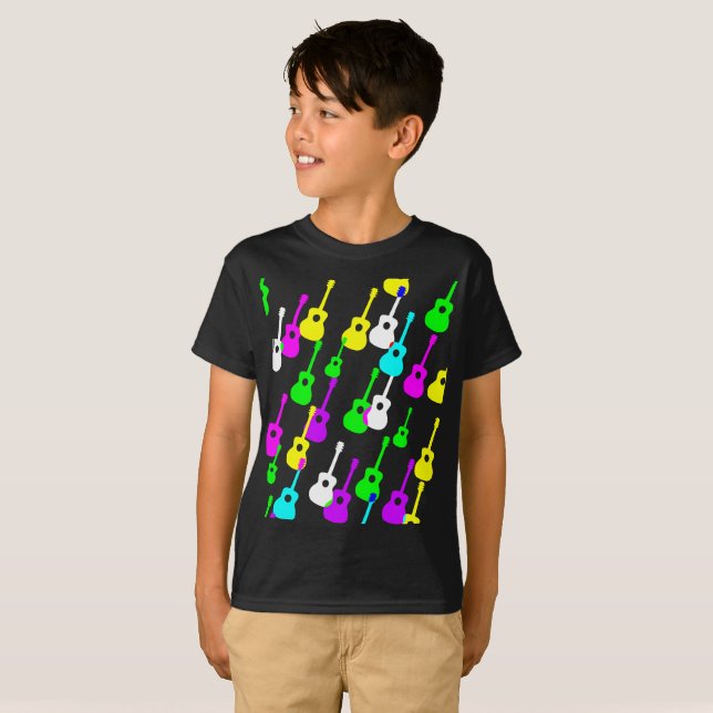 Random Multicolor Guitar Shapes Musician Shirt (Vorne ganz)