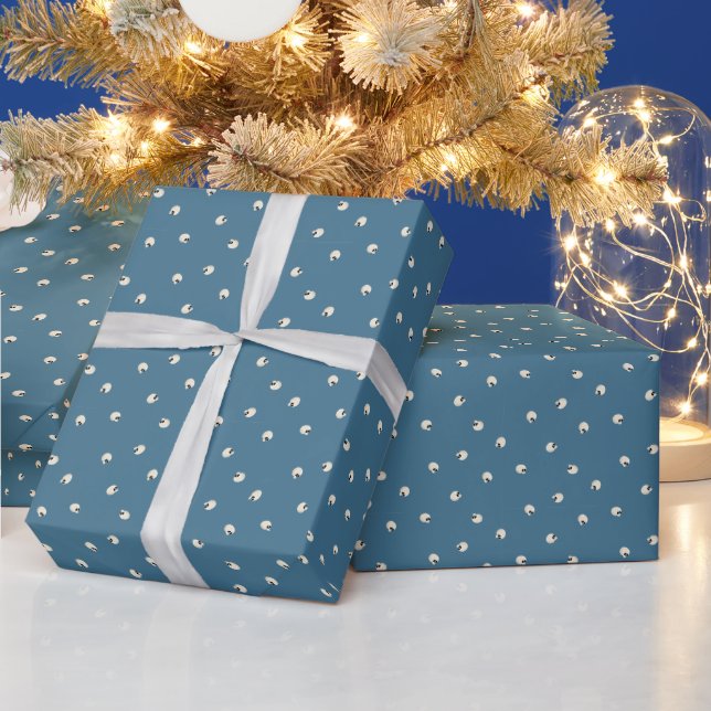 Random Niedlich Kawaii Skull Dots blass blau Geschenkpapier (Feiertage)