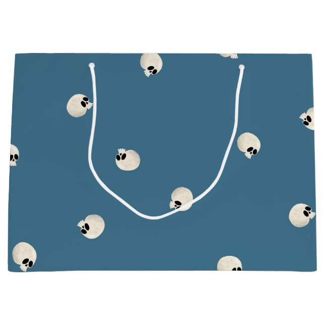 Random Niedlich Kawaii Skull Dots blass blau Große Geschenktüte (Vorderseite)