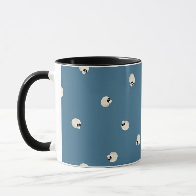 Random Niedlich Kawaii Skull Dots blass blau Tasse (Links)