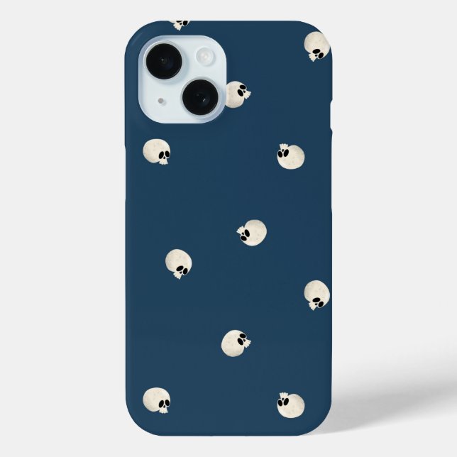 Random Niedlich Kawaii Skull Dots dunkelblau Case-Mate iPhone Hülle (Rückseite)