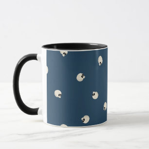 Random Niedlich Kawaii Skull Dots dunkelblau Tasse