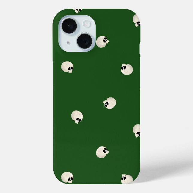 Random Niedlich Kawaii Skull Dots dunkelgrün Case-Mate iPhone Hülle (Rückseite)