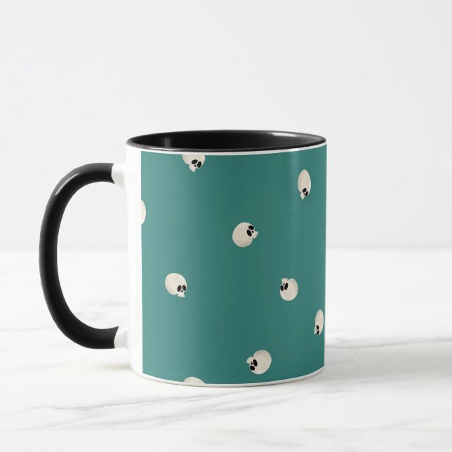 Random Niedlich Kawaii Skull Dots Mitte grün Tasse (Links)
