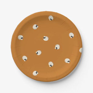 Random Niedlich Kawaii Skull Dots orange Pappteller