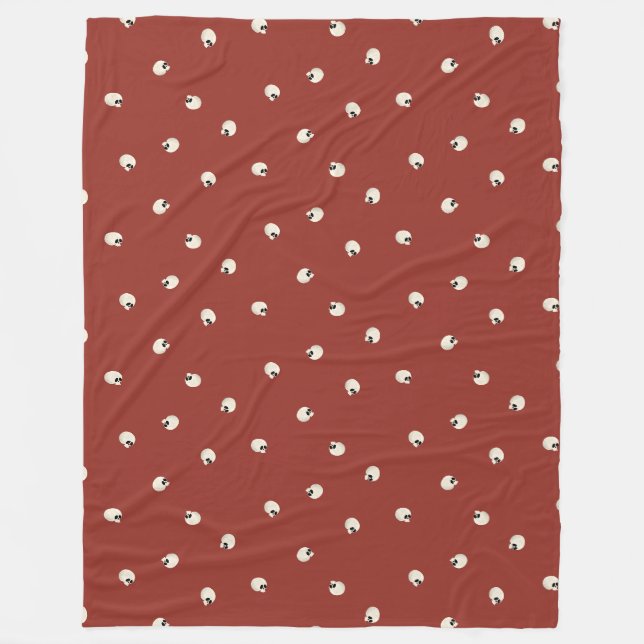 Random Niedlich Kawaii Skull Dots red Fleecedecke (Vorderseite)