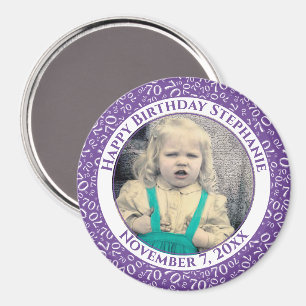 Random Number Pattern 70. Geburtstag Lila/weiß Magnet