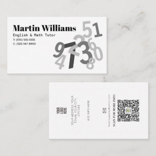 Random Numbers Math Tutor Zuhause School Visitenkarte