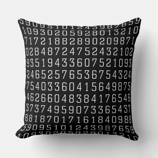 Random Numbers - Weiß auf Schwarz Kissen (Vorderseite)