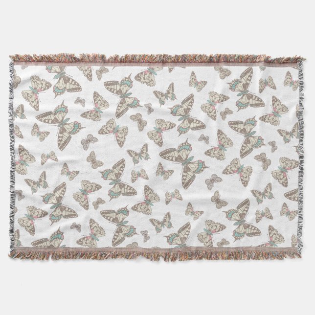 Random-Schmetterlinge im weißen Farbmuster werfen Decke (Vorderseite)