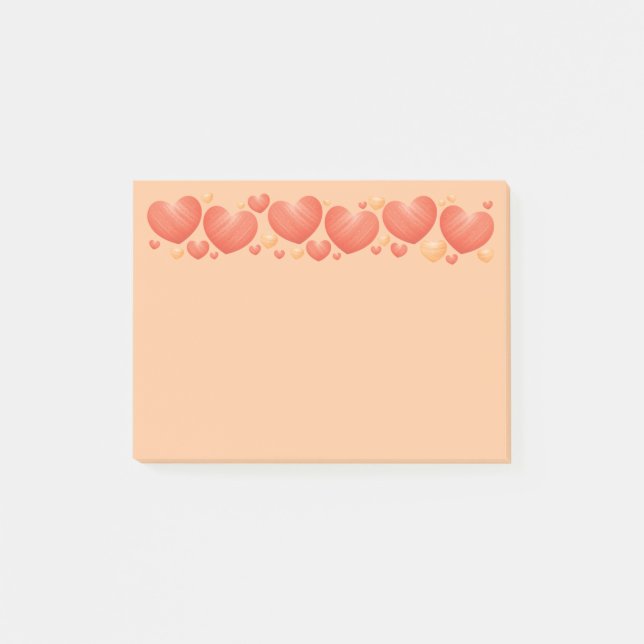 Random Sized Orange Hearts Post-it Klebezettel (Vorderseite)