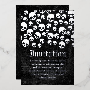 Random Skull Muster Silver Foil Einladungskarte Folieneinladung