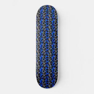 Random Skulls Blue Gray Streifen Skateboard