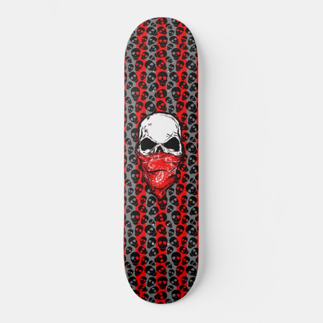 Random Skulls Muster Red Bandana Skull Skateboard (Vorderseite)
