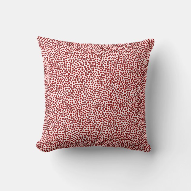 Random Spots - Ruby Red auf Weiß Kissen (Vorderseite)
