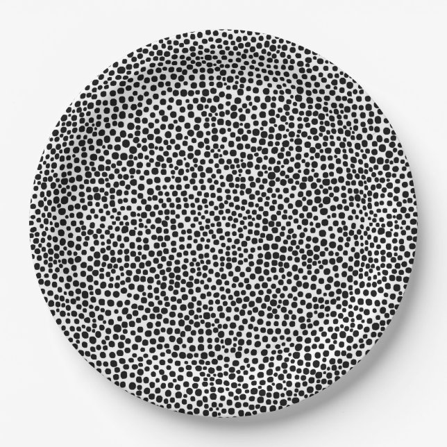 Random Spots - Schwarz auf Weiß Pappteller (Vorderseite)