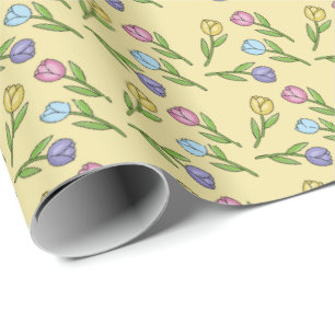 Random Spring Flowers Tulips Osterfest Geschenkpapier