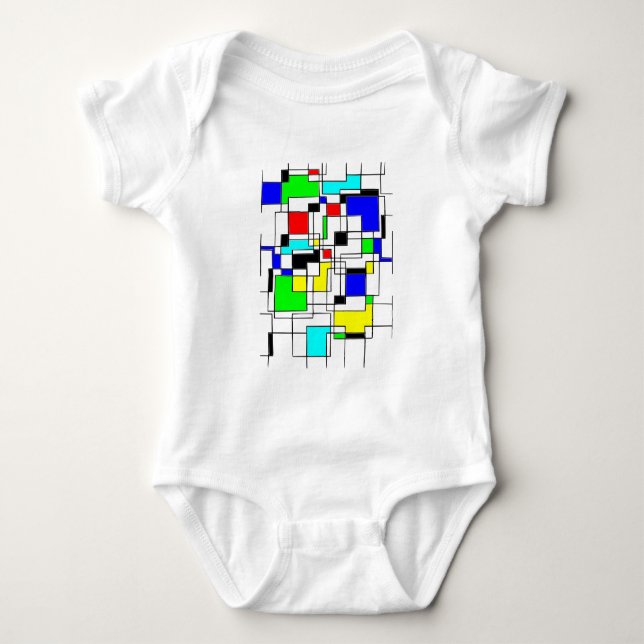 Random Squares hassen Mondrian Baby Strampler (Vorderseite)