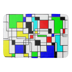 Random Squares hassen Mondrian Badematte