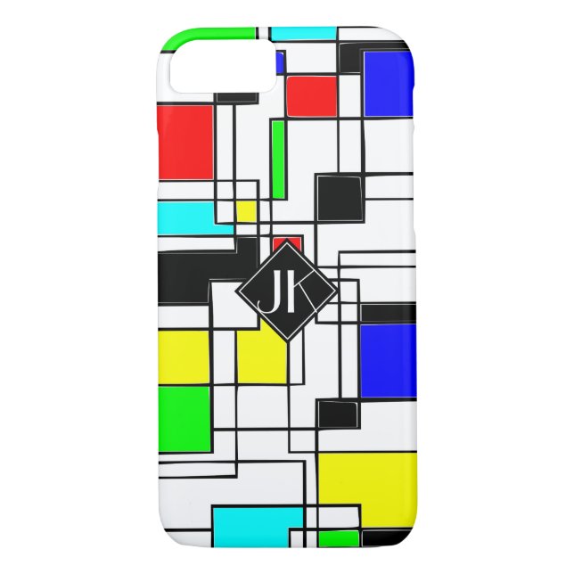 Random Squares hassen Mondrian Case-Mate iPhone Hülle (Rückseite)