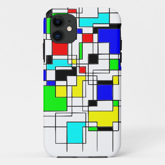 Random Squares hassen Mondrian Case-Mate iPhone Hülle (Rückseite)