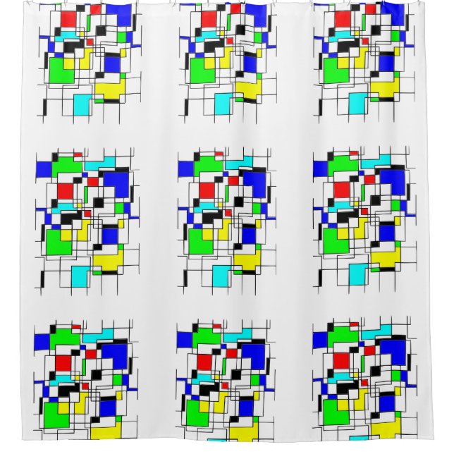 Random Squares hassen Mondrian Duschvorhang (Vorderseite)