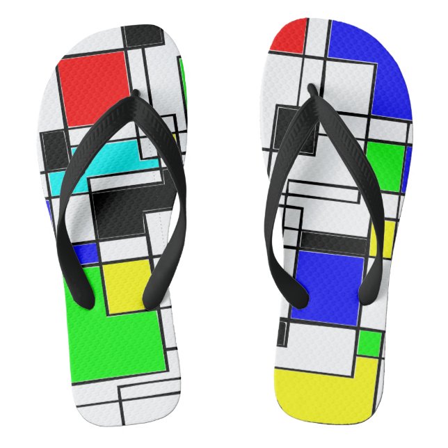 Random Squares hassen Mondrian Flip Flops (Fußbett)