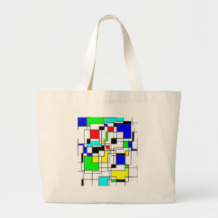 Random Squares hassen Mondrian Jumbo Stoffbeutel