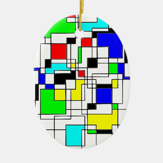 Random Squares hassen Mondrian Keramik Ornament (Vorne)