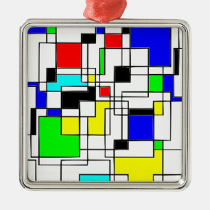 Random Squares hassen Mondrian Ornament Aus Metall