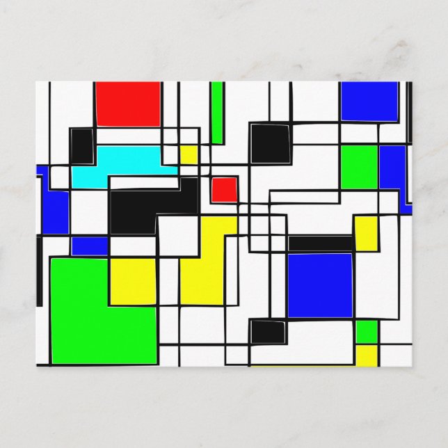 Random Squares hassen Mondrian Postkarte (Vorderseite)