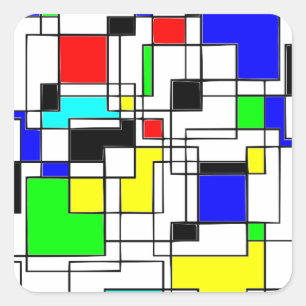 Random Squares hassen Mondrian Quadratischer Aufkleber