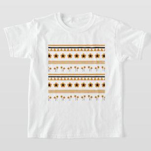 Randstreifen-Blumen-Dreieck-Boho-Muster T-Shirt