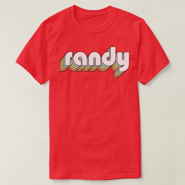Randy Retro Rainbow Typografie Faded Style T-Shirt (Design vorne)