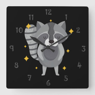 Randy The Racoon Wall Clock Quadratische Wanduhr