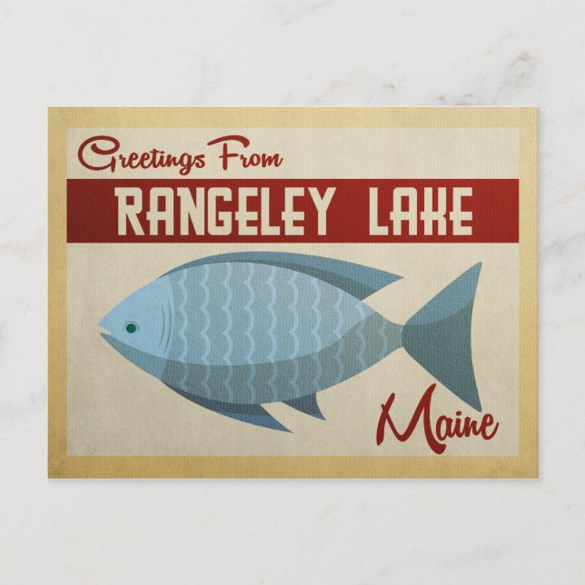 Rangeley Lake Maine Fish Vintage Travel Postkarte (Vorderseite)