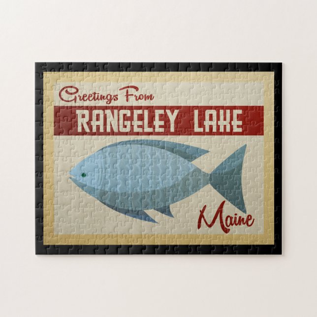 Rangeley Lake Maine Fish Vintage Travel Puzzle (Horizontal)