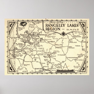 Rangeley See-Karte Maine Vintag Poster