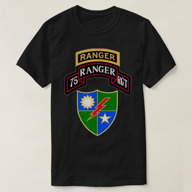 Ranger Ranger 75. Ranger Regiment Tab Scroll Wappe T-Shirt (Design vorne)