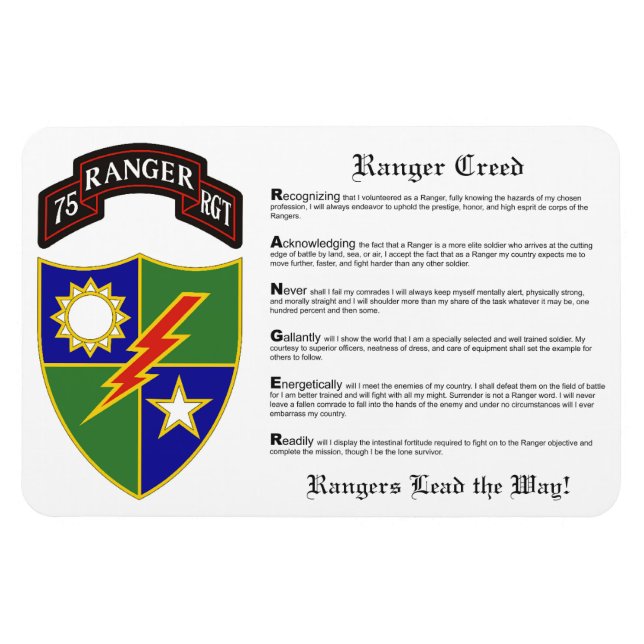Ranger Regiment Magnet 4x6 (Horizontal)