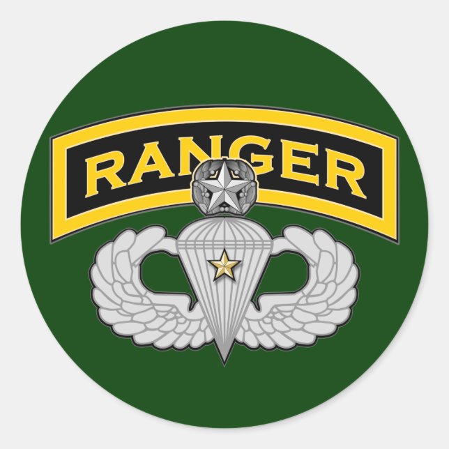 Ranger Registerkarte & Master Jump Wings - Kampf Runder Aufkleber (Vorderseite)
