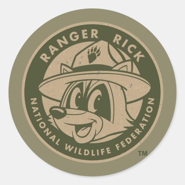 Ranger Rick | Ranger Rick Khaki Logo Runder Aufkleber (Vorderseite)
