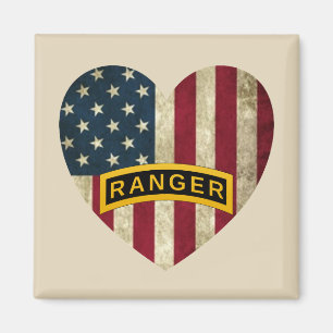 Ranger School Tab American Heart Flag Magnet