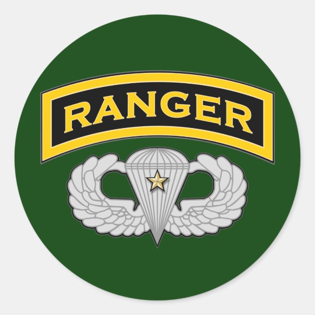 Ranger tab & Jump Wings - Kampf Runder Aufkleber (Vorderseite)