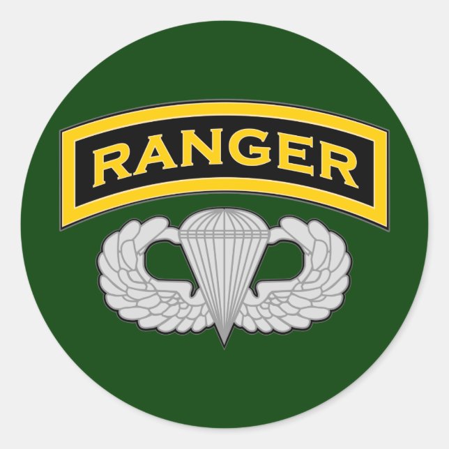Ranger tab & Jump Wings Runder Aufkleber (Vorderseite)