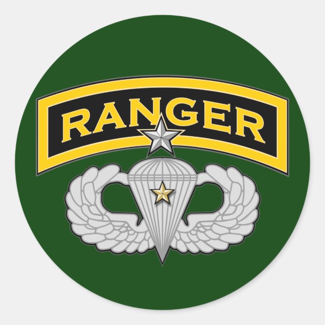 Ranger tab & Senior Jump Wings - Kampf Runder Aufkleber (Vorderseite)
