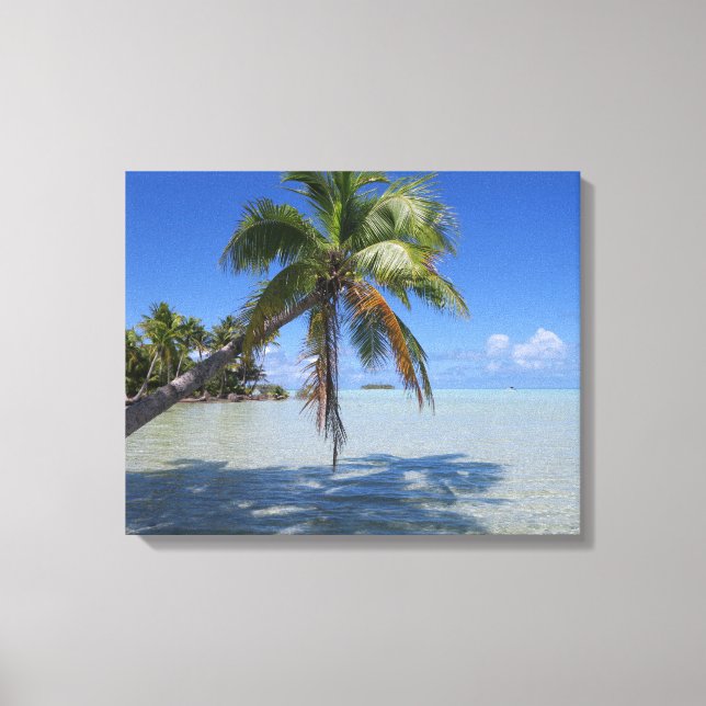 Rangiroa Blue Lagoon Tropical Palm Leinwanddruck (Vorderseite)