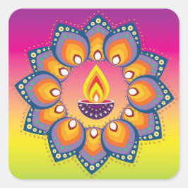Rangoli 001 quadratischer aufkleber