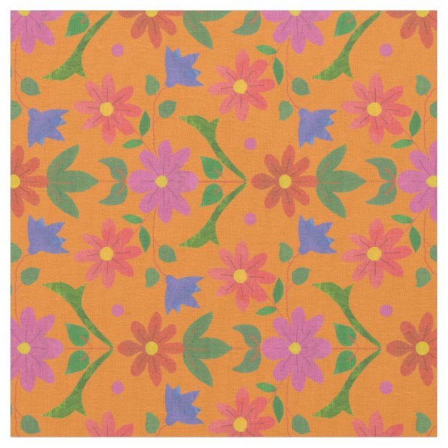 Rangoli-Blume, Polka-Punkte auf goldfarbenem Geweb Stoff (Nahaufnahme)