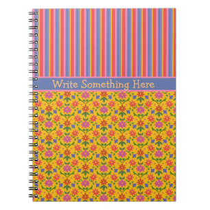 Rangoli-Blume, Stripes-Notebook zum Personalisiere Notizblock